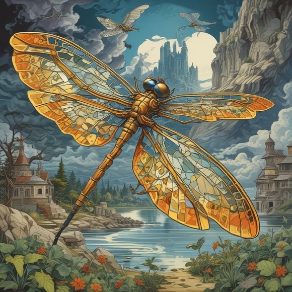 Stunning Dragonfly Art Print - Picture 1 of 1